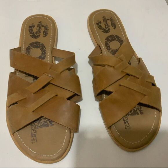 Sorel Ella Slide Sandal Camel Brown Women’s Size 7/38 - Picture 1 of 8